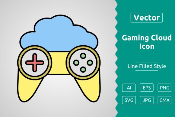 Vector Gaming Cloud Filled Outline Icon